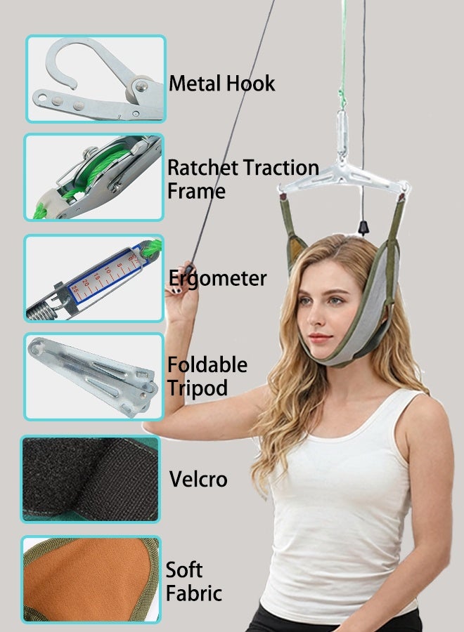 Neck Stretcher Cervical Traction Device with Force Gauge, Lightweight Metal Design, No Continuous Effort, Portable for Home Use - Image 2